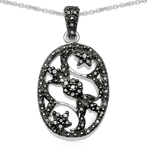 Avera Group 0.28 ct genuine black diamond pendant in .925 sterling silver