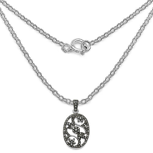Avera Group 0.28 ct genuine black diamond pendant in .925 sterling silver