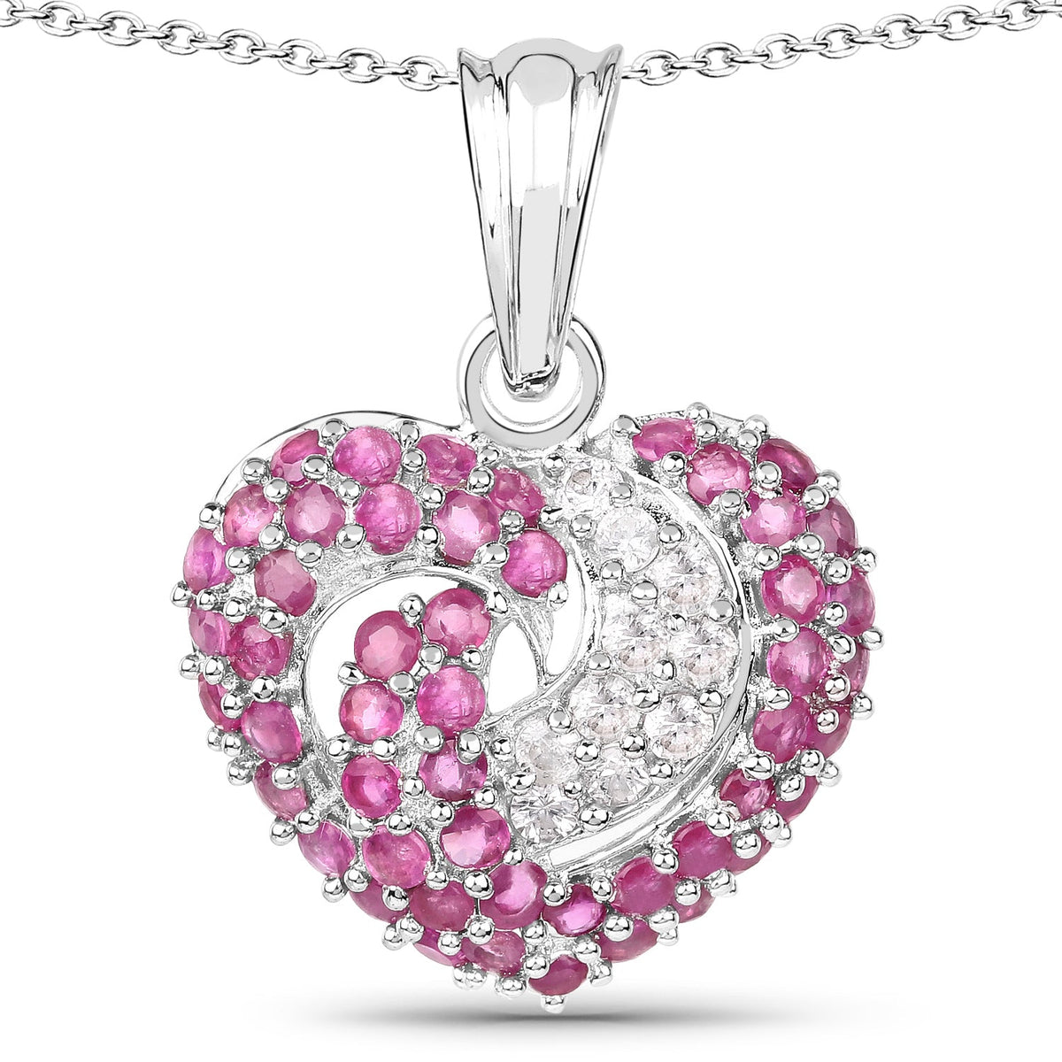 2.75 carat ruby and white sapphire sterling silver pendant by Avera Group
