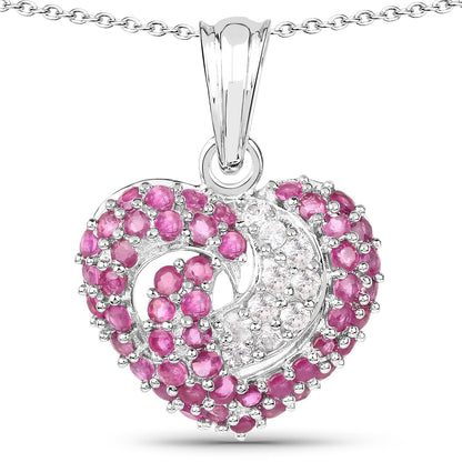 2.75 carat ruby and white sapphire sterling silver pendant by Avera Group