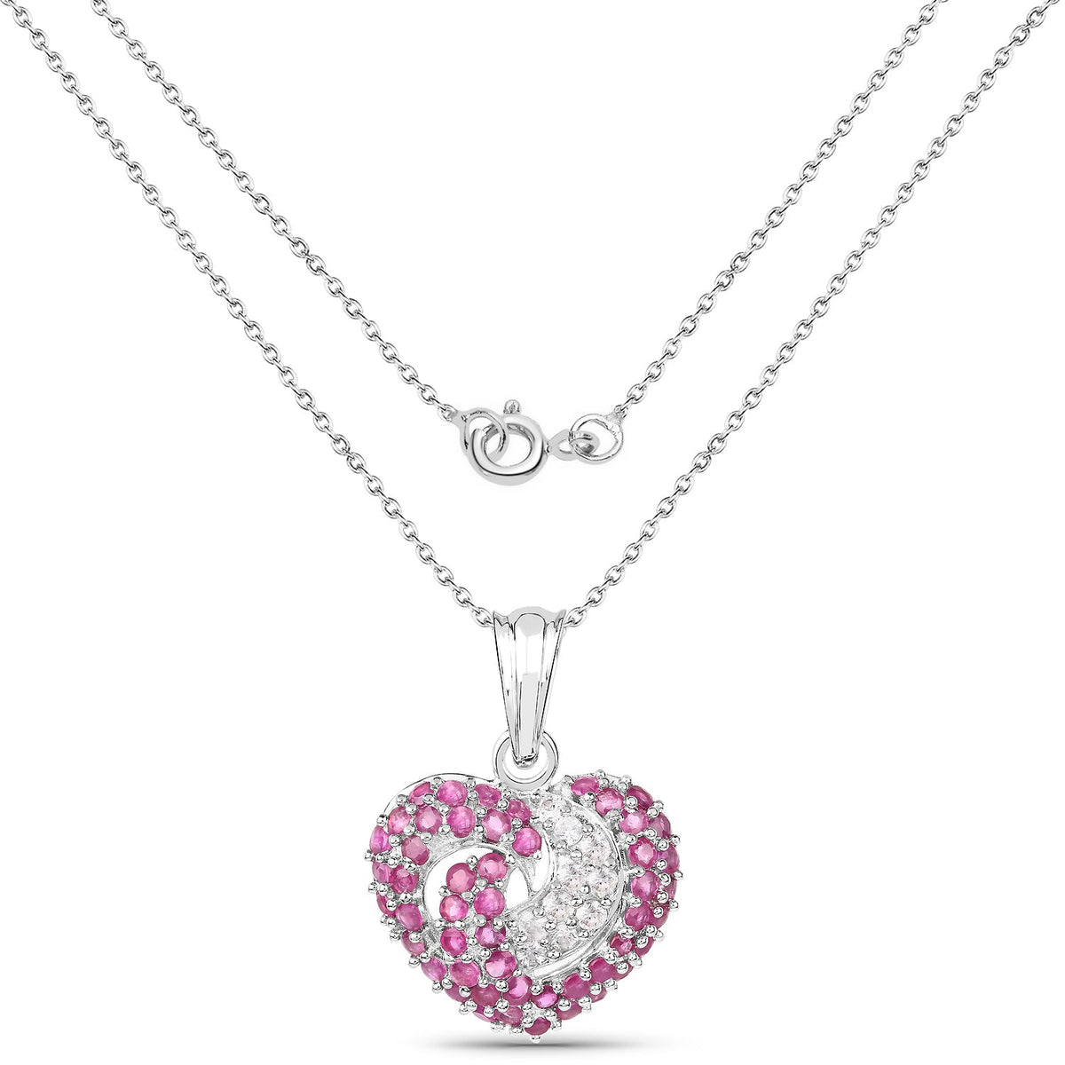 2.75 carat ruby and white sapphire sterling silver pendant by Avera Group, view 2