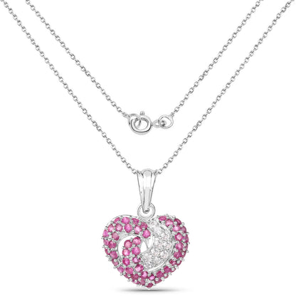 2.75 carat ruby and white sapphire sterling silver pendant by Avera Group, view 2