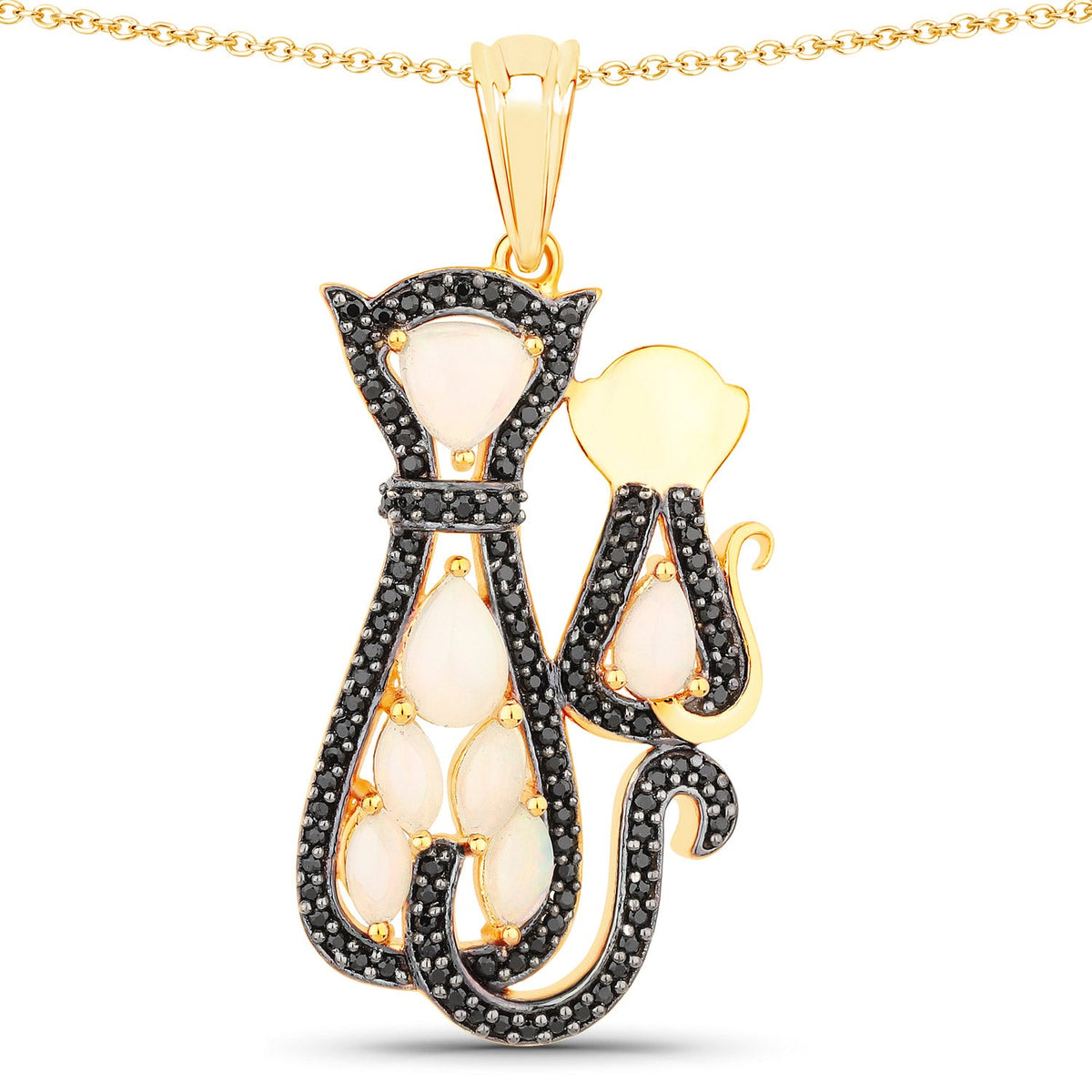 Avera Group 1.89 ct Ethiopian opal and black spinel pendant