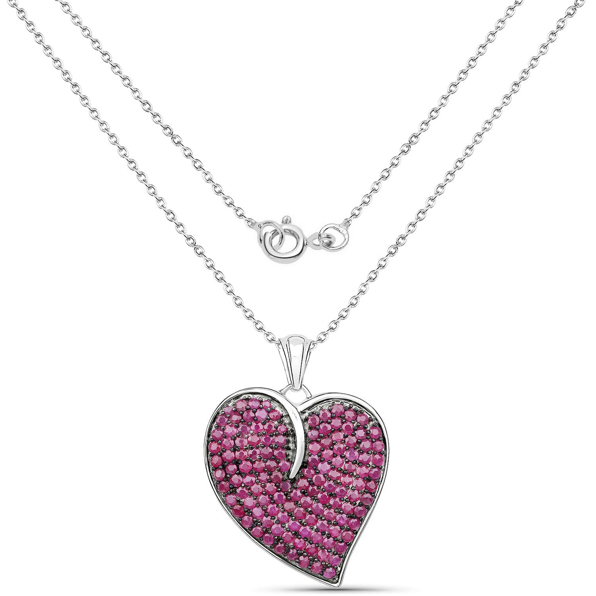4.98 ct round ruby .925 sterling silver pendant by Avera Group, view 2