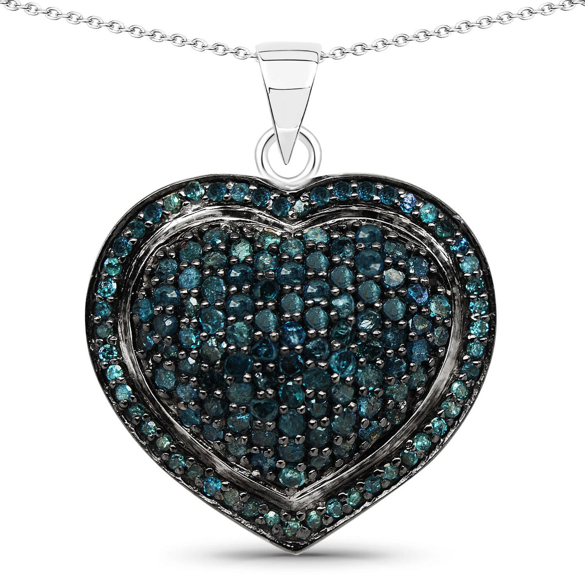 Avera Group 1.25 ct blue diamond pendant in .925 sterling silver