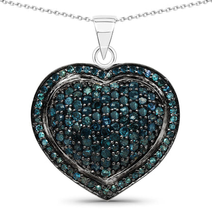 Avera Group 1.25 ct blue diamond pendant in .925 sterling silver