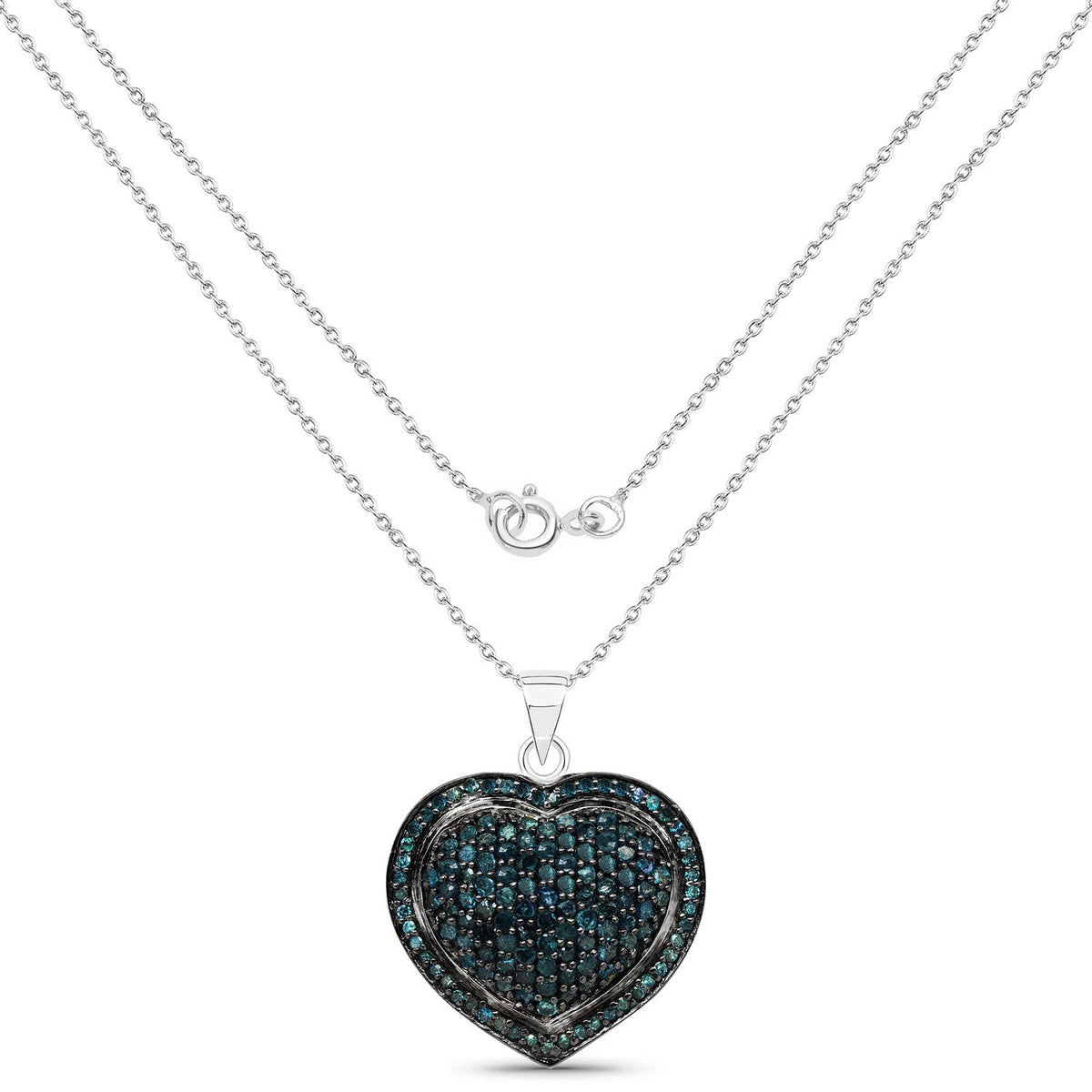 Avera Group 1.25 ct blue diamond pendant in .925 sterling silver, view 2