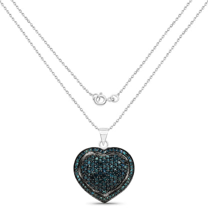 Avera Group 1.25 ct blue diamond pendant in .925 sterling silver, view 2