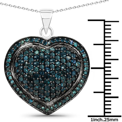 Avera Group 1.25 ct blue diamond pendant in .925 sterling silver, view 3