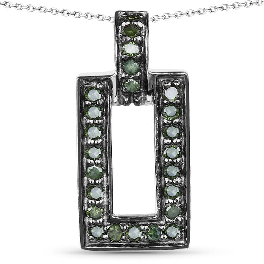 Avera Group 0.36 ct genuine green diamond pendant in .925 sterling silver