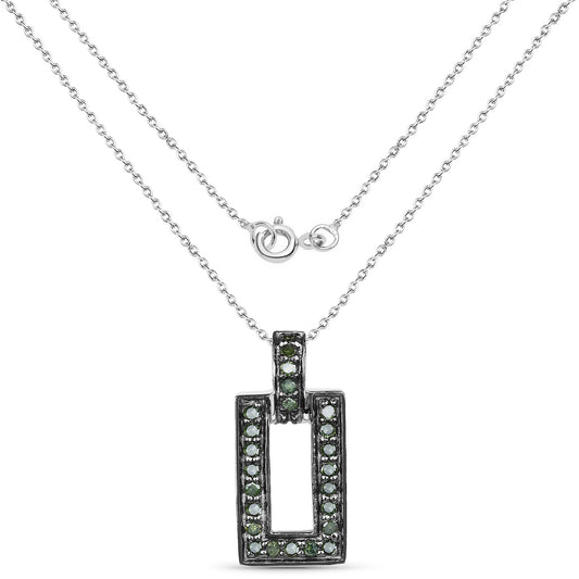 Avera Group 0.36 ct genuine green diamond pendant in .925 sterling silver