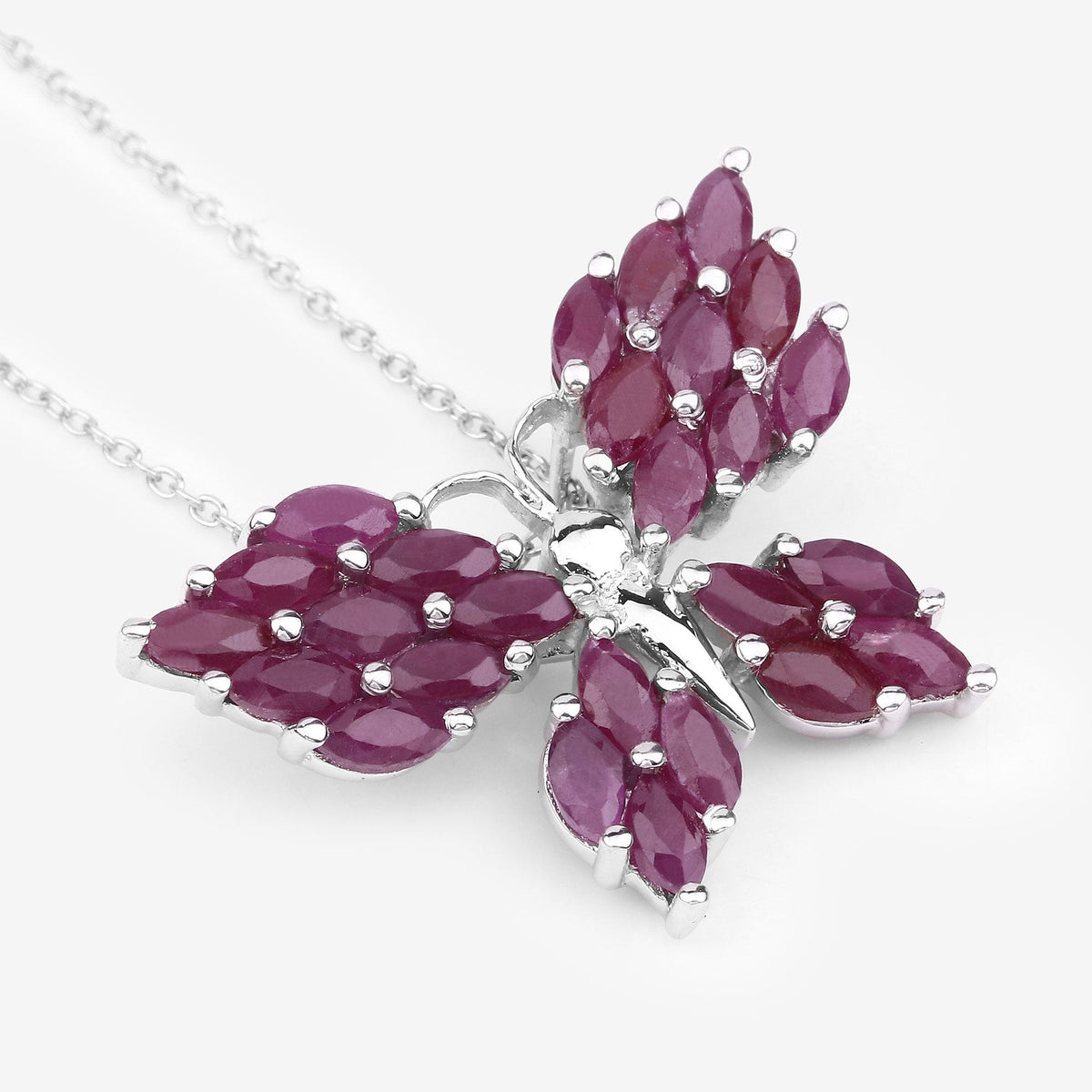 3.12 ct marquise ruby .925 sterling silver pendant by Avera Group, view 4