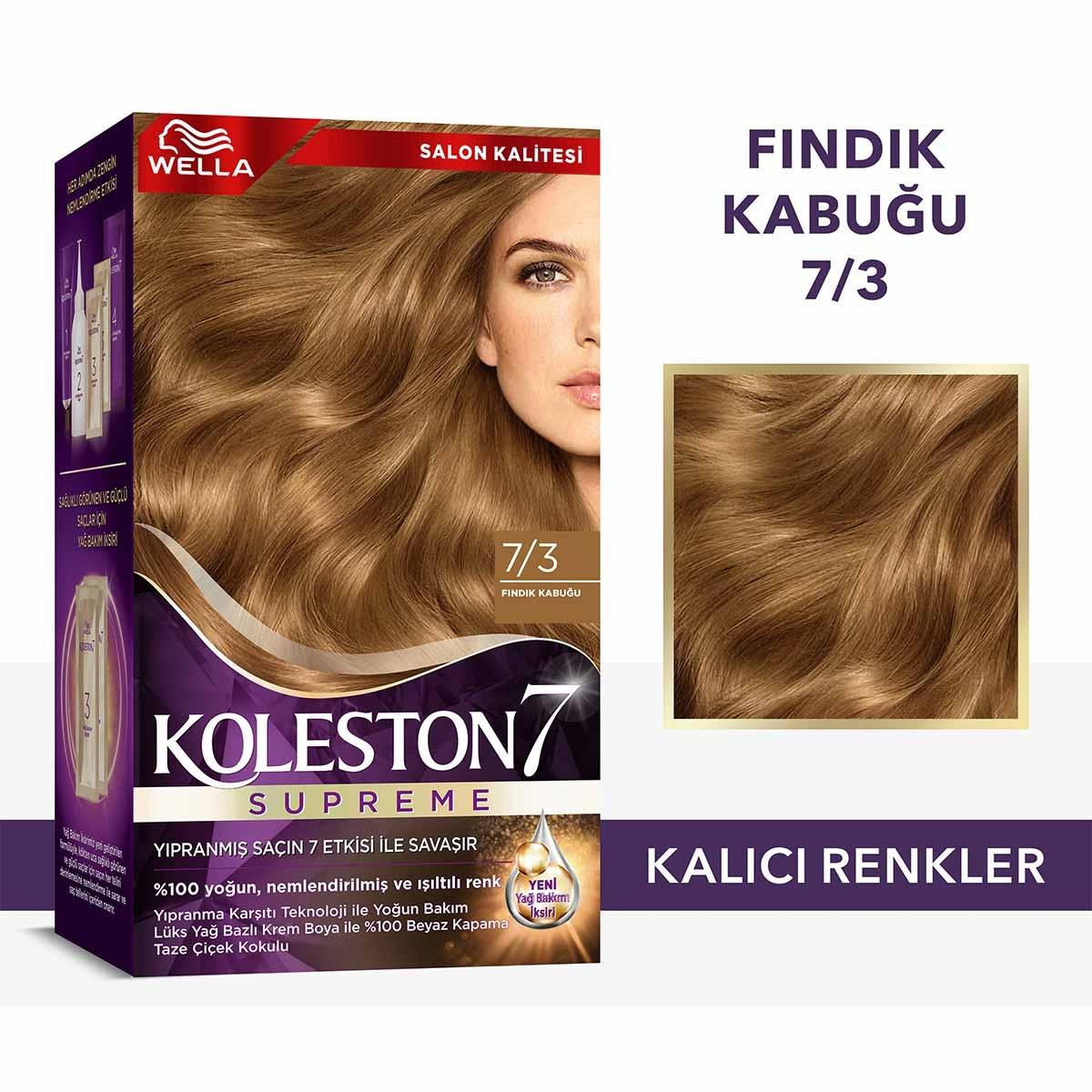 Wella Koleston Supreme 7/3 Hazelnut Hair Dye: 100% Gray Coverage, Rich Color & Conditioning, Permanent At-Home Hair Color Kit by Beauty Care Bag