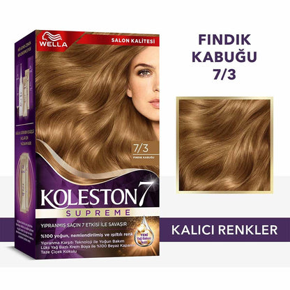 Wella Koleston Supreme 7/3 Hazelnut Hair Dye: 100% Gray Coverage, Rich Color & Conditioning, Permanent At-Home Hair Color Kit by Beauty Care Bag