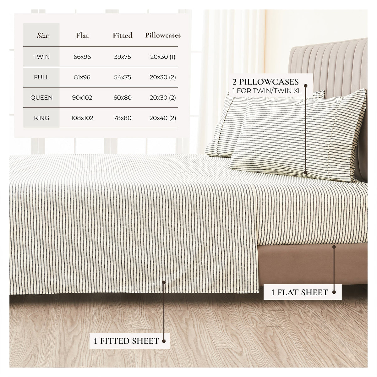 Striped Sheet Set - Evette Collection by Great Bay Home