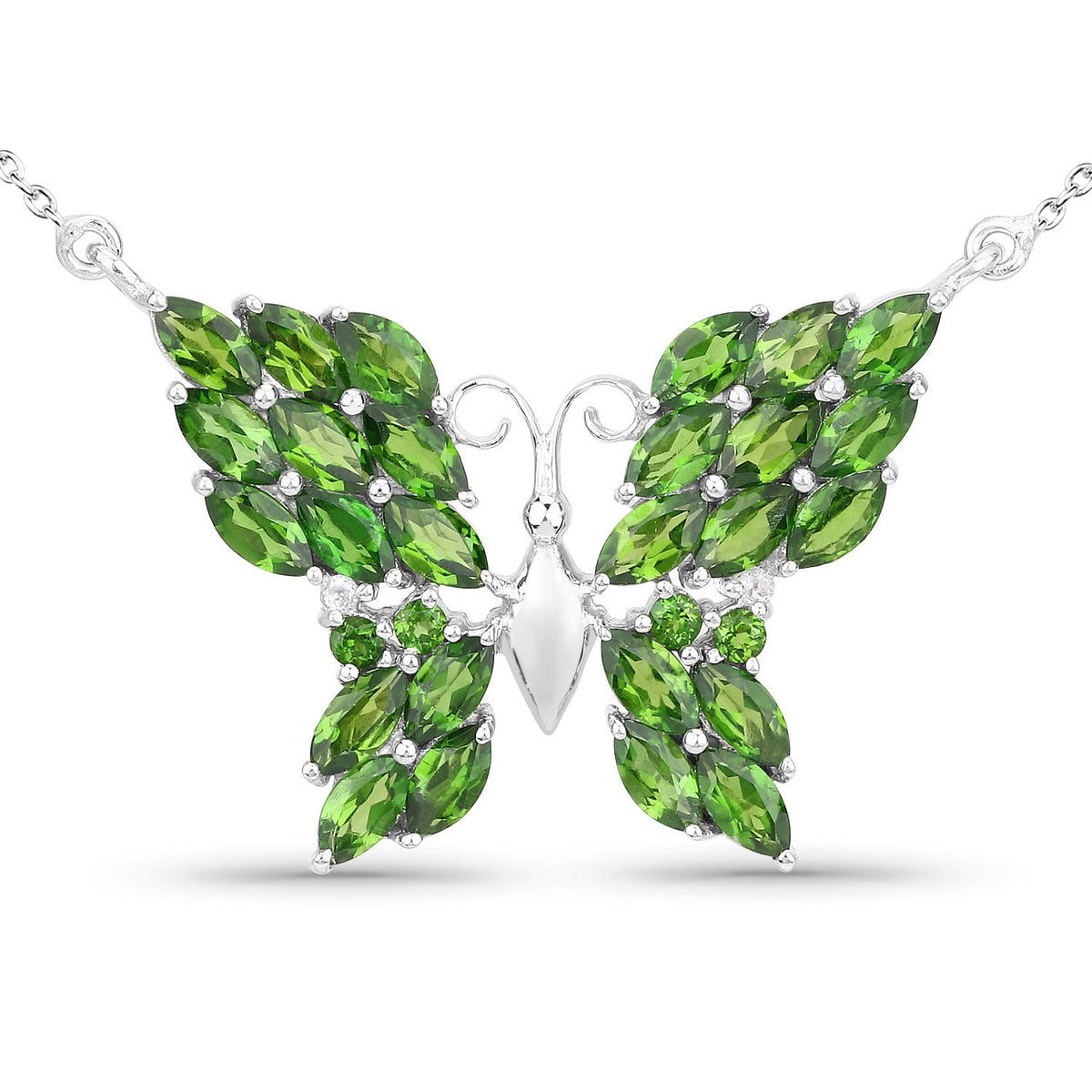 4.88 ct chrome diopside and white topaz .925 sterling silver pendant by Avera Group