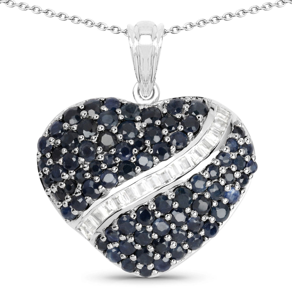 4.60 ct blue sapphire and white topaz .925 sterling silver pendant by Avera Group