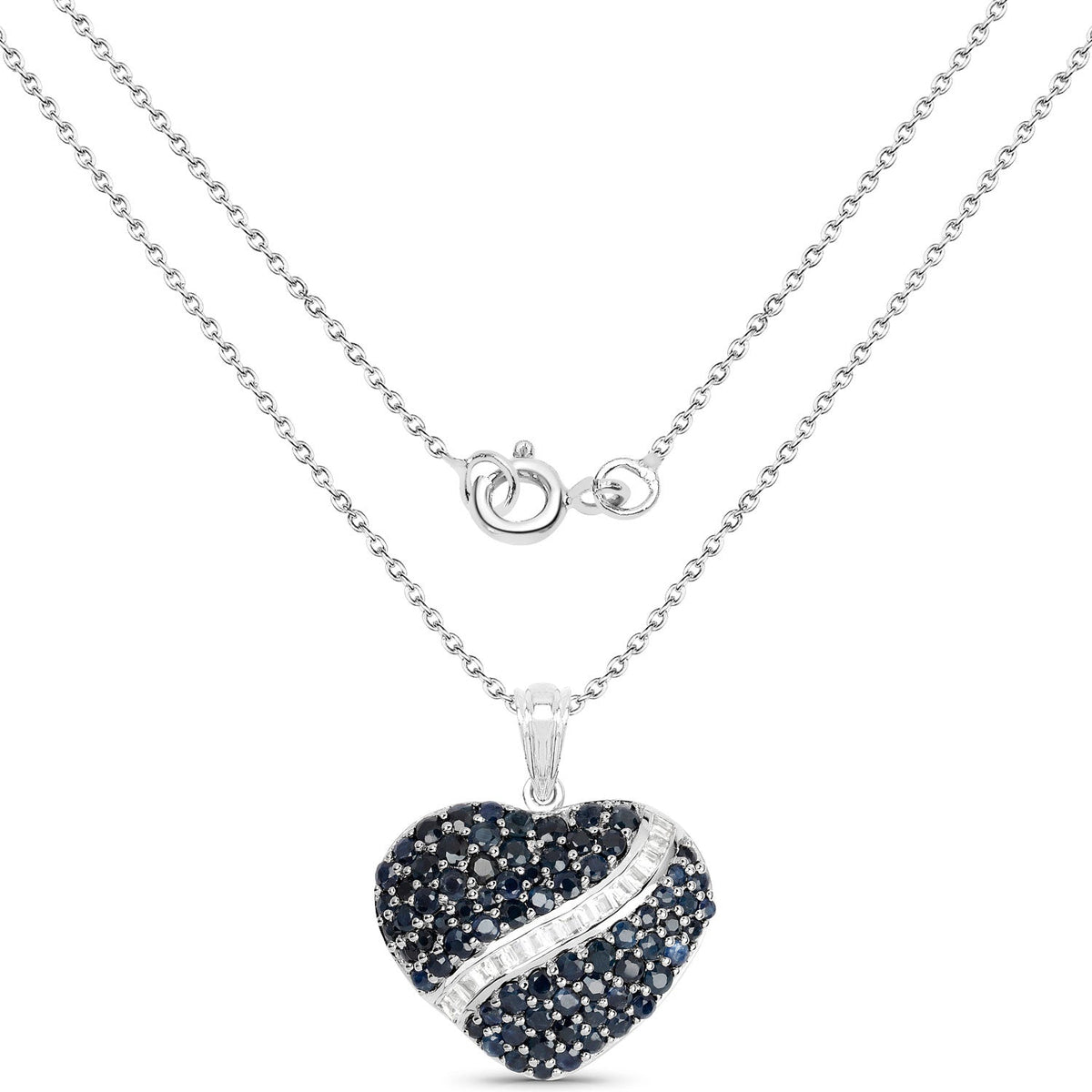 4.60 ct blue sapphire and white topaz .925 sterling silver pendant by Avera Group, view 2