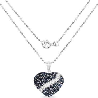 4.60 ct blue sapphire and white topaz .925 sterling silver pendant by Avera Group, view 2
