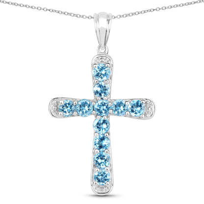 3.85 ct blue topaz .925 sterling silver pendant by Avera Group