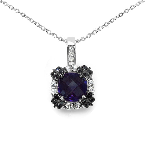 2.38 carat amethyst, white sapphire and diamond multi stone sterling silver pendant by Avera Group
