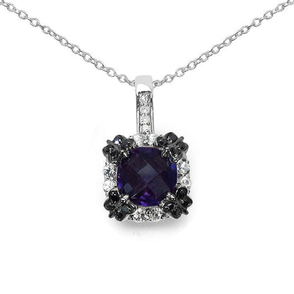 2.38 carat amethyst, white sapphire and diamond multi stone sterling silver pendant by Avera Group