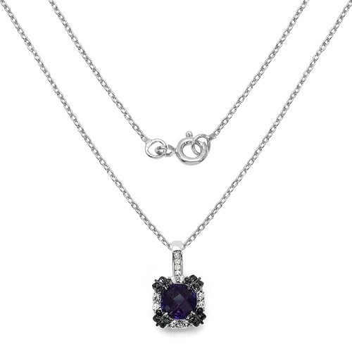 2.38 carat amethyst, white sapphire and diamond multi stone sterling silver pendant by Avera Group, view 2