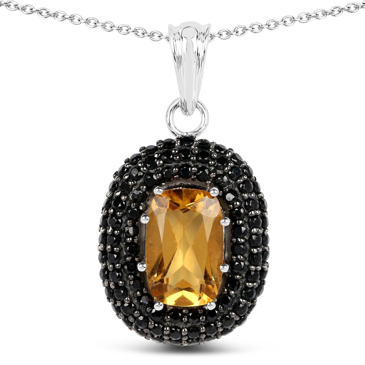 5.85 ct citrine and black spinel .925 sterling silver pendant by Avera Group
