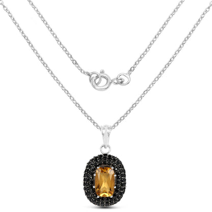 5.85 ct citrine and black spinel .925 sterling silver pendant by Avera Group, view 2