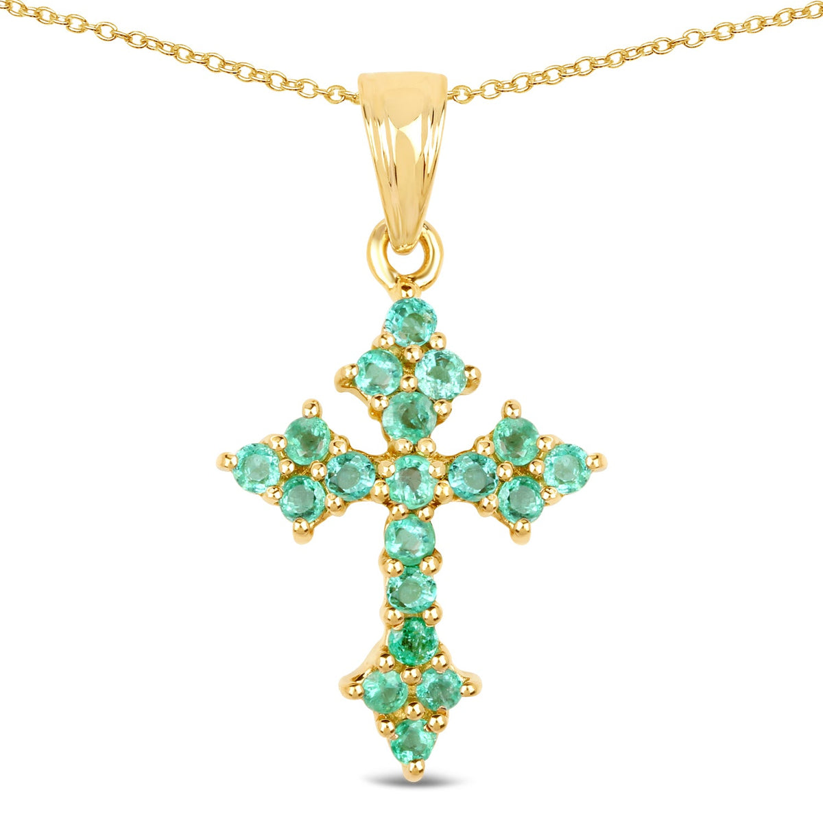 Zambian emerald pendant in 14k yellow gold plated sterling silver by Avera Group