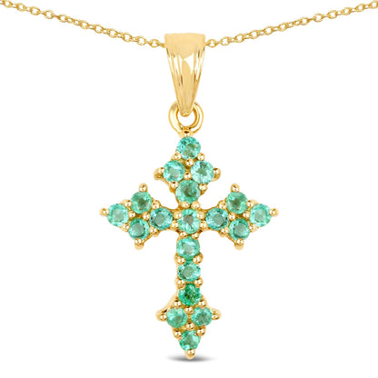 Zambian emerald pendant in 14k yellow gold plated sterling silver by Avera Group