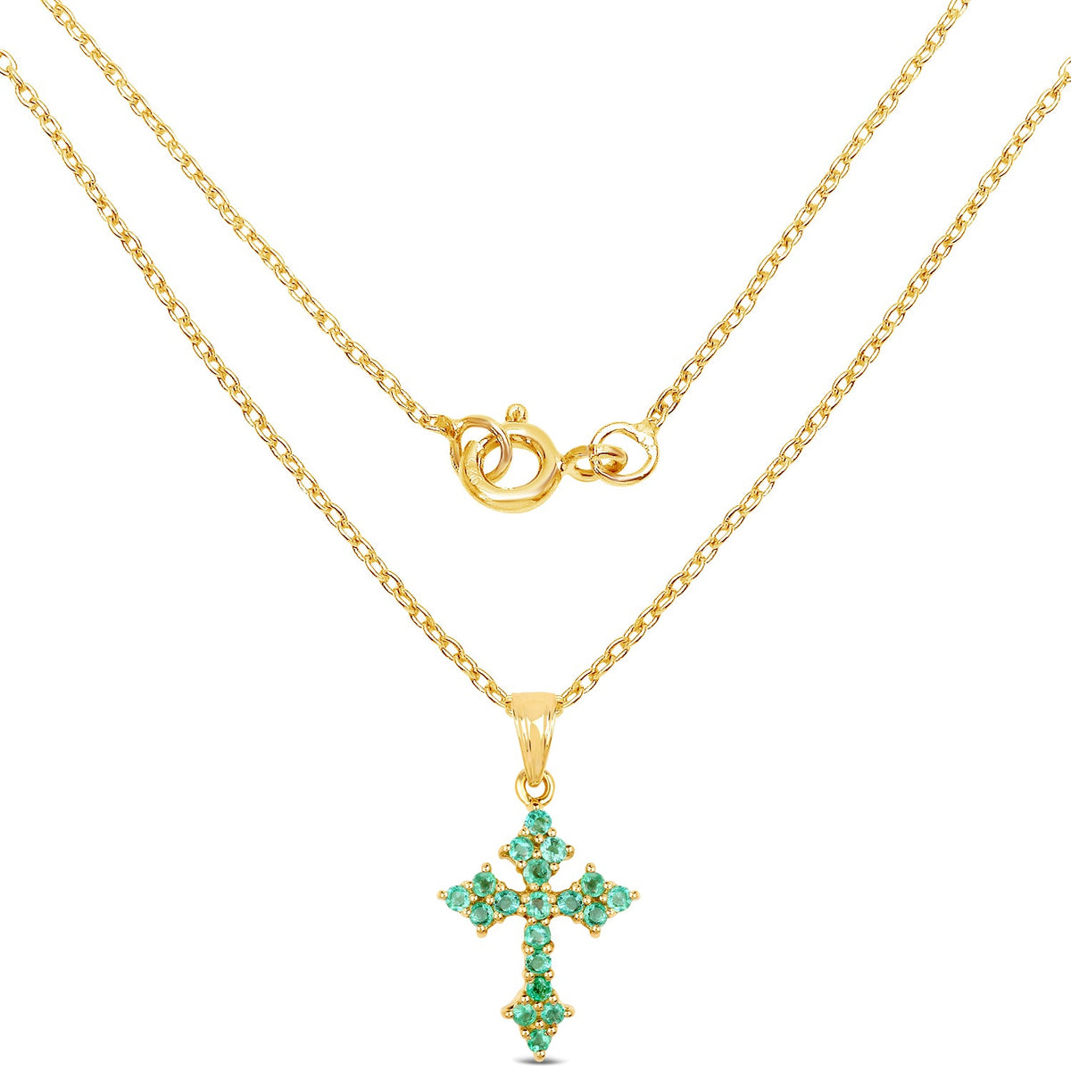 Zambian emerald pendant in 14k yellow gold plated sterling silver, Avera Group, view 2