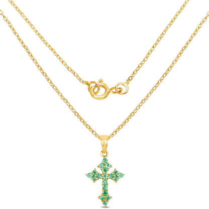 Zambian emerald pendant in 14k yellow gold plated sterling silver, Avera Group, view 2