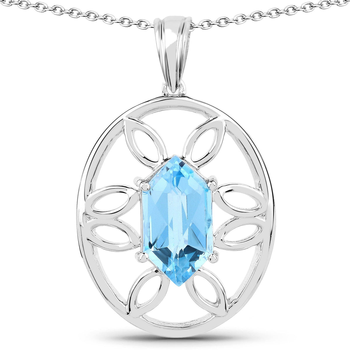 6.17 ct Swiss blue topaz .925 sterling silver pendant by Avera Group