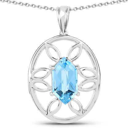 6.17 ct Swiss blue topaz .925 sterling silver pendant by Avera Group
