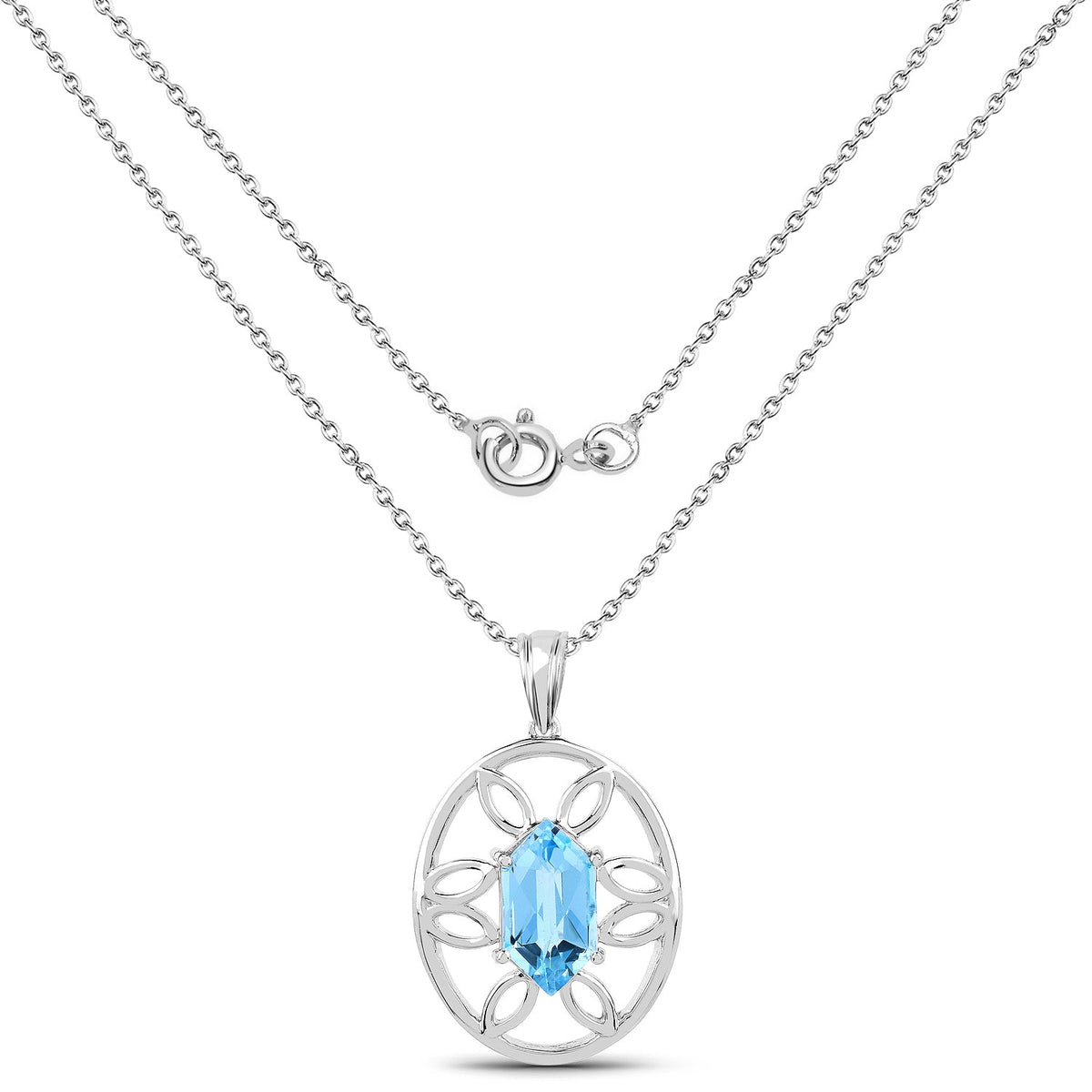 6.17 ct Swiss blue topaz .925 sterling silver pendant by Avera Group, view 2