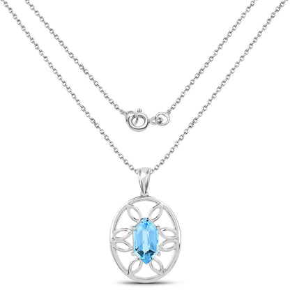 6.17 ct Swiss blue topaz .925 sterling silver pendant by Avera Group, view 2