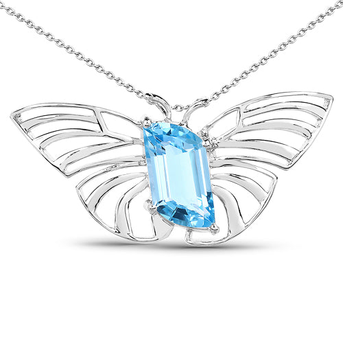Avera Group 10.62 ct elongated Swiss blue topaz pendant in sterling silver