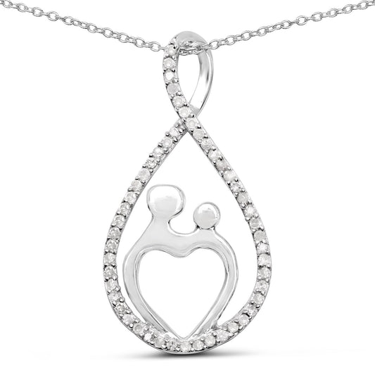 Avera Group 0.34 ct genuine white diamond pendant in .925 sterling silver