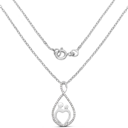 Avera Group 0.34 ct genuine white diamond pendant in .925 sterling silver