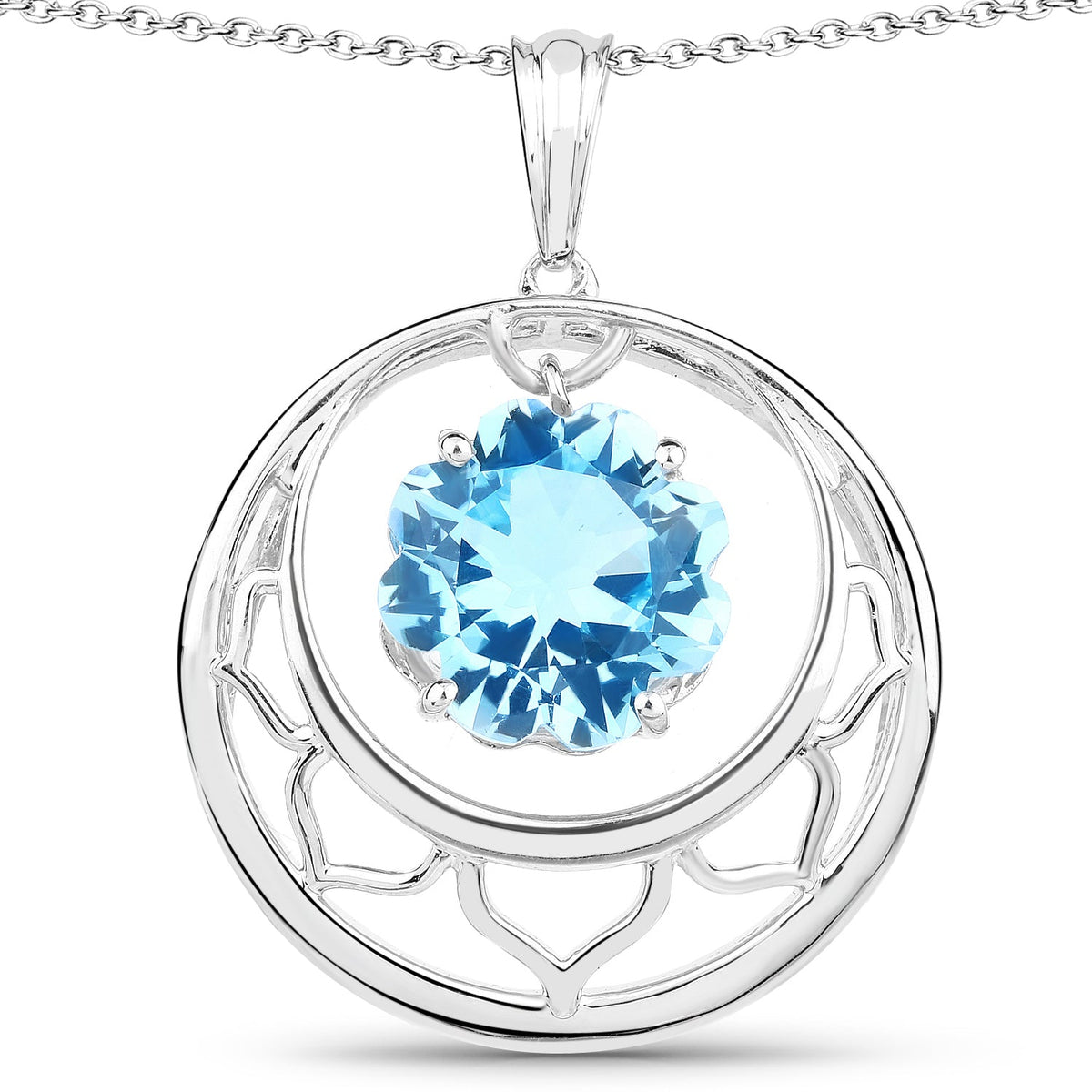 8.75 Carat Genuine Swiss Blue Topaz .925 Sterling Silver Pendant by Avera Group