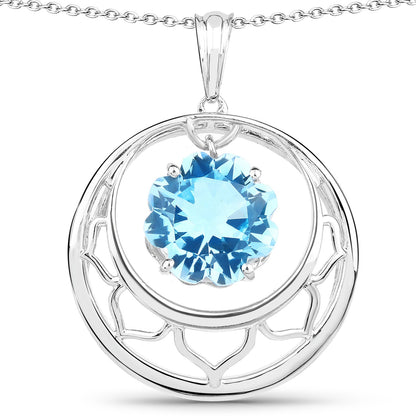 8.75 Carat Genuine Swiss Blue Topaz .925 Sterling Silver Pendant by Avera Group