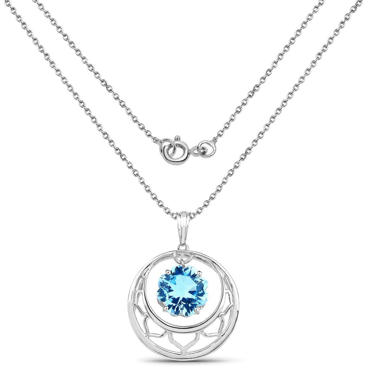 8.75 Carat Genuine Swiss Blue Topaz .925 Sterling Silver Pendant by Avera Group