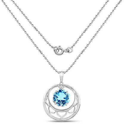 8.75 Carat Genuine Swiss Blue Topaz .925 Sterling Silver Pendant by Avera Group