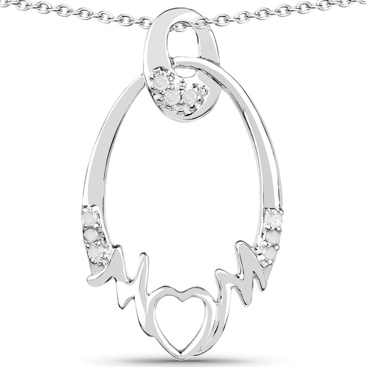 Avera Group 0.14 ct genuine white diamond pendant in .925 sterling silver