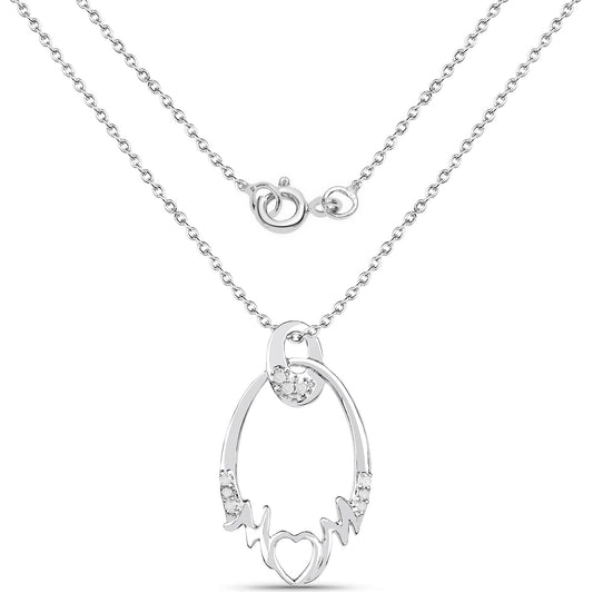 Avera Group 0.14 ct genuine white diamond pendant in .925 sterling silver