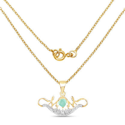 Heart-shape emerald and white topaz pendant in 14k yellow gold plated sterling silver, Avera Group, view 2