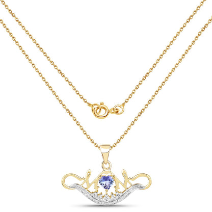 Heart-shape tanzanite and white topaz pendant in 14k yellow gold plated sterling silver, Avera Group, view 2