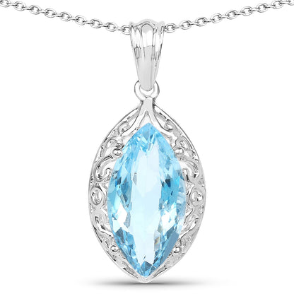 8.22 Carat Genuine Swiss Blue Topaz .925 Sterling Silver Pendant by Avera Group