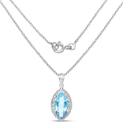 8.22 Carat Genuine Swiss Blue Topaz .925 Sterling Silver Pendant by Avera Group